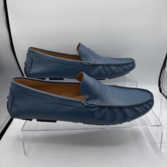 Scandia Woods Mens 13W Blue Leather Mocs Loafers Driving Shoes BOA303 - Picture 2 of 10